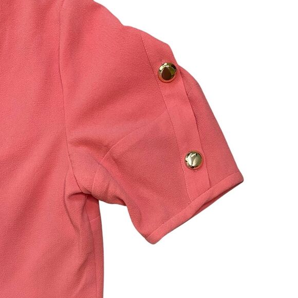 Trina Turk Coral Lemonade Short Sleeve V-Neck Sheath Mini Dress - Picture 7 of 13